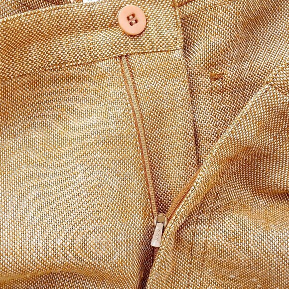 Doncaster Women's 12 Pants Linen Blend Gold High-Waisted Straight Leg Trousers - Picture 4 of 11